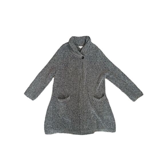 J. Jill Purejill Long Shawl Collar Gray Marled Knit Duster Cardigan Sweater XLP - Picture 2 of 13